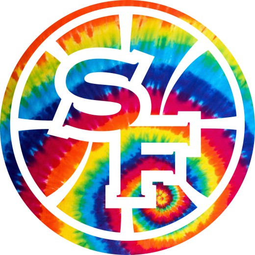 Golden State Warriors rainbow spiral tie-dye logo vinyl decal